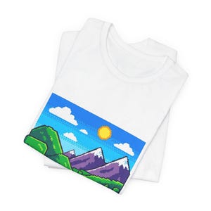 Pixel Art Retro Gaming Landscape - Tshirt 画像 2