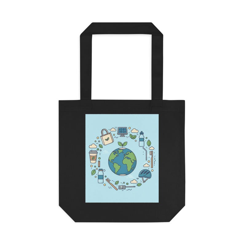 Eco Friendly Tote Bag - There Is No Planet B Reusable Canvas Bag, Earth Day Gift, Sustainable Shopping Bag image 1