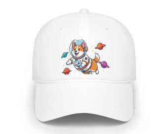 Corgi Astronaut Embroidered Baseball Cap, Cute Space Dog Lover Hat, Galaxy Puppy Dad Mom Gift