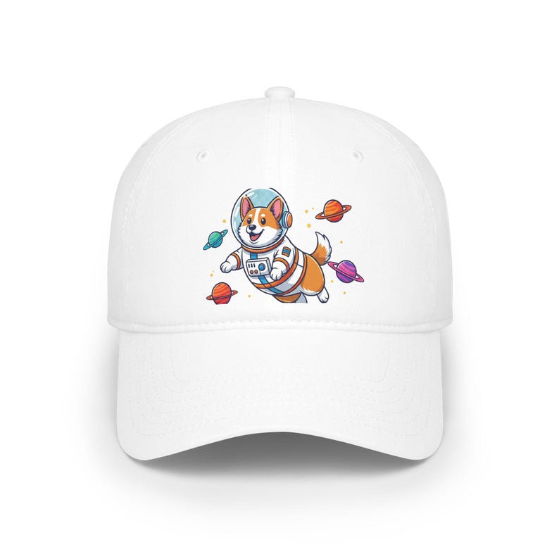 Corgi Astronaut Embroidered Baseball Cap, Cute Space Dog Lover Hat, Galaxy Puppy Dad Mom Gift image 1