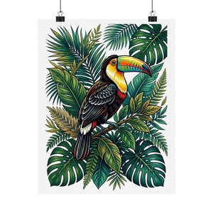 Jungle Toucan Among Tropical Leaves - Poster image 1