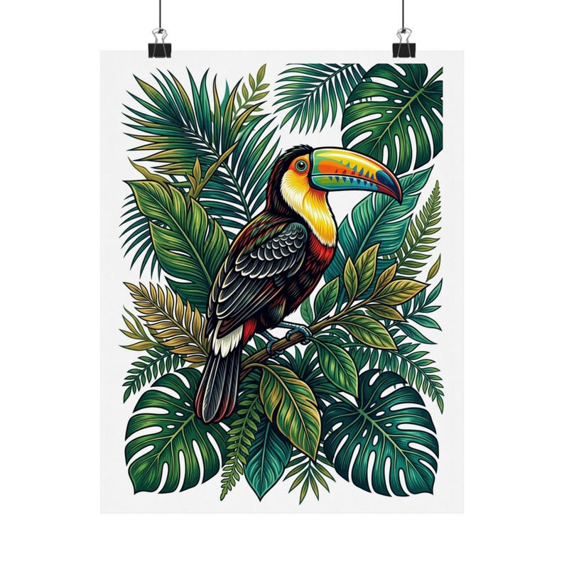 Jungle Toucan Among Tropical Leaves - Poster image 1