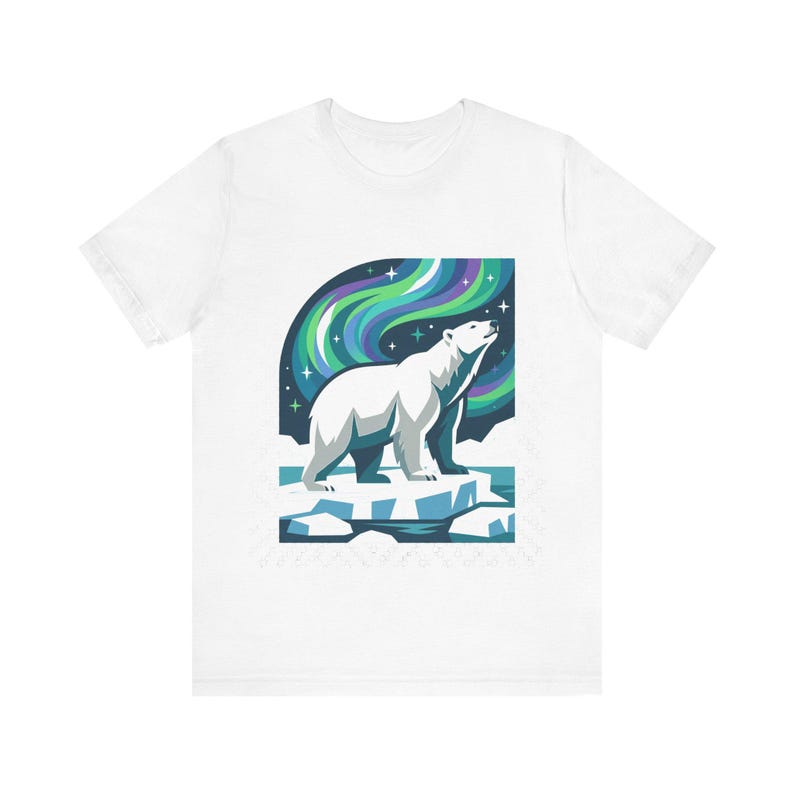Arctic Polar Bear Under Aurora Borealis - Tshirt Bild 1