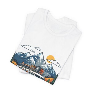 Vintage Travel Camper Van Mountains - Tshirt image 2