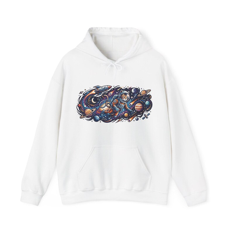 Cosmic Astronaut Cat Exploring Galaxies - Hoodie image 1