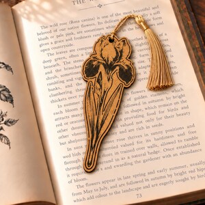 Gift for Teacher Appreciation Flower Bookmark Leather Floral Iris Present Reading Book Enthusiast Botanical Keepsake February Birth Month