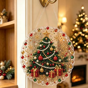 DIYクリスマスパールダイヤモンドアートペインティングキット、手作りクリスマスダイヤモンドペインティングサイン、両面クリスマスウォールアート、カウントダウンオーナメントギフト