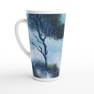 Darß Tasse Keramik - Kaffeetasse mit Ölgemälde Motiv - Fischland-Darß-Zingst Souvenir Geschenk - Große Cappuccinotasse, ca. 500 ml