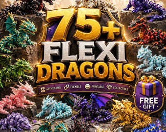 75 Flexi Dragon STL-Dateien – 3D-Druckdateien für bewegliche Drachenmodelle – Flexible Drachen-STL-Druckvorlagen – Digitaler Download