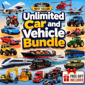 Ultimatives STL-Paket für Autos und Fahrzeuge, 3D-Druckdateien, Autos, Flugzeuge, Züge, Panzer, Schiffe, Motorräder, Sofortiger digitaler Download