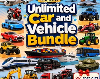 Ultimatives STL-Paket für Autos und Fahrzeuge, 3D-Druckdateien, Autos, Flugzeuge, Züge, Panzer, Schiffe, Motorräder, Sofortiger digitaler Download