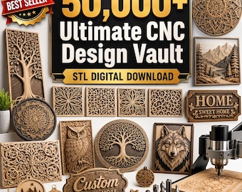 50,000+ Ultimate CNC Router Design Bundle, STL Digital Download, CNC Files for Wood Carving, 3D Relief Art, Woodworking Designs