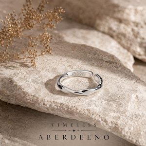 Öppen ring i sterlingsilver, minimalistisk justerbar stapelring