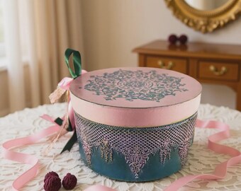 Boîte à bijoux artisanale, motif mandala vintage en dentelle, rangement de luxe pour petits objets, décoration en découpage