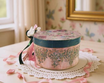 Boîte à bijoux artisanale, style floral vintage, rangement de luxe pour petits objets, décoration en découpage