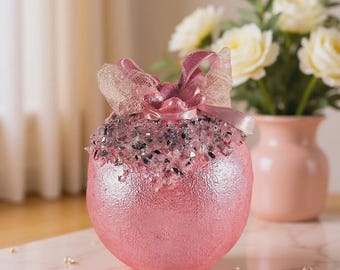 Grenade décorative en céramique faite à la main : rose brillant