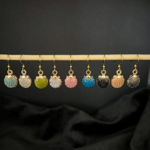 Colorful Seashell Dangle Earrings – One-Sided Beach Jewelry