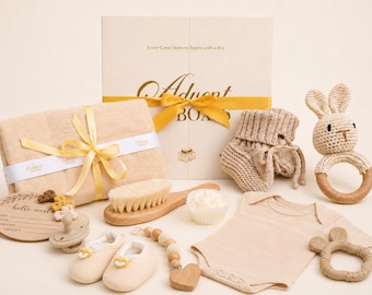 Caixa de Advento para Bebê – Caixa de Presente de Luxo para Chá de Bebê, Revelação de Gênero e Presentes para Recém-Nascidos, Novos Pais