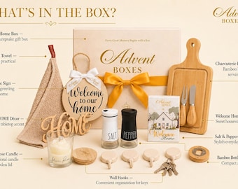 Advent Home Box – Caixa de presente de luxo para inauguração de casa com acessórios para o lar cuidadosamente selecionados.