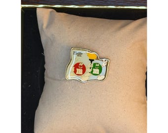 Vintage M&M's Olympic Games Torch Red and Green Character Enamel Lapel Pin
