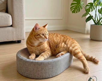 Krabbed voor katten – Ovale sisal lounge, gezellig cadeau voor kattenbezitters | 2-in-1 krabmeubel