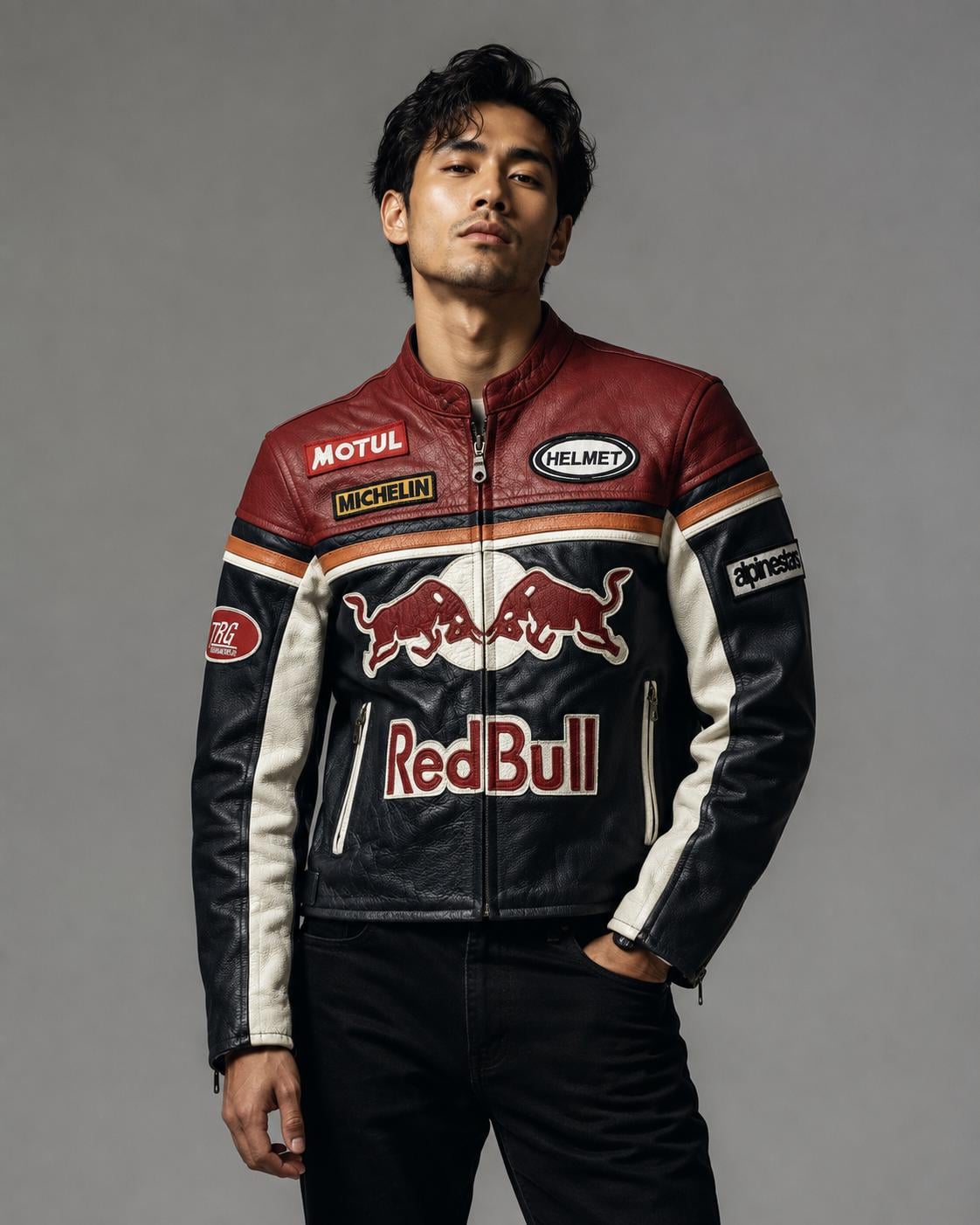 Red bull racing leather jacket - Etsy 日本