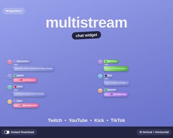 Multistream Chat Widget StreamElements Overlay | Twitch YouTube Kick TikTok Chat Box | Alerts Animated OBS Stream Widget Instant Download