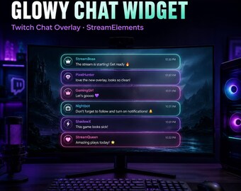 Glowy Chat Widget for Twitch StreamElements | Horizontal & Vertical | Animated Neon Overlay | Customizable Aurora Glow | Digital Download