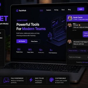 Live Chat Widget HTML CSS JavaScript | Professional Website Chat Box | Customer Support UI Template | Responsive Chat | Digital Download image 5
