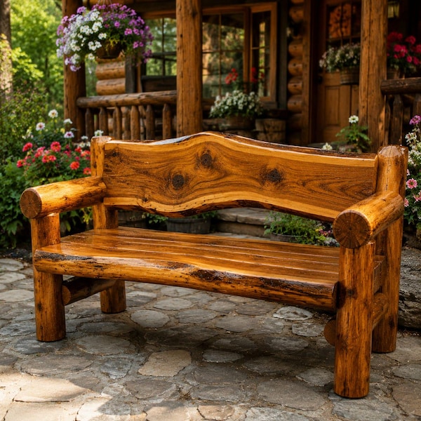 Rustic Log Bench Dim Rustic Outdoor Log Bench - Etsy