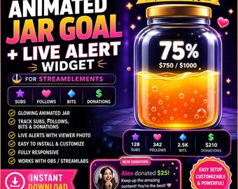 Twitch Chat Widget Jar StreamElements Animated Live Chat Box Overlay Custom Font Color Stream Chat Display OBS Ready