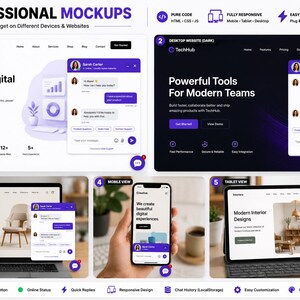 Live Chat Widget HTML CSS JavaScript | Professional Website Chat Box | Customer Support UI Template | Responsive Chat | Digital Download image 7