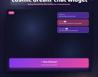 Cosmic Dream Chat Widget | Galaxy StreamElements Overlay | Twitch Chat Box + Alerts | Purple Pink Stream Widget | Instant Download