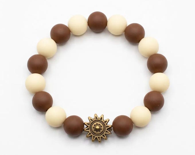 Silicone Beaded bracelet brown/beige.