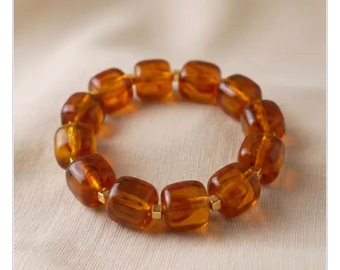 Beaded bracelet amber/cognac