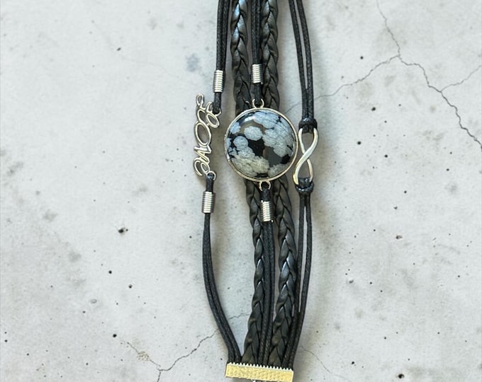 Braided Bracelet with flat back Stone