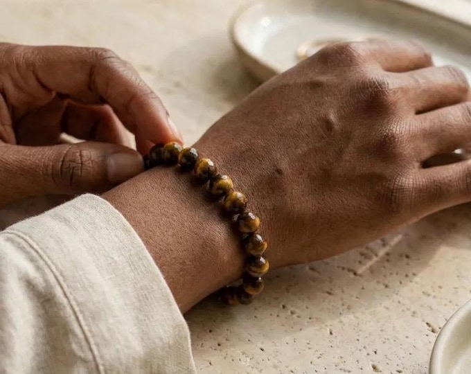 Beaded Tiger Eye natural stone  bracelet