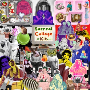 Kit de collage surrealista, elementos de caos creativo, Weirdcore, PNG psicodélico, arte Y2K, recortes retro eclécticos
