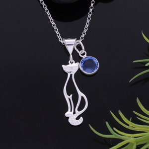 Cat charm Necklace, Sterling Silver cat Necklace, Personalized charm necklace- cat pendant, Lover cats gift, Veterinarian Gift