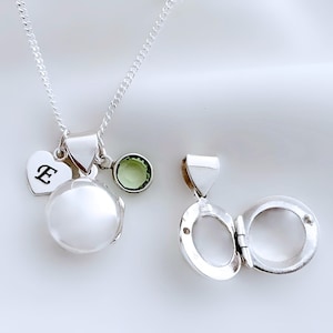 Locket, Sterling Silver Locket Necklace Personalized with custom charms, Small Round Locket Necklace, Child Locket- Girls Locket-  R-1