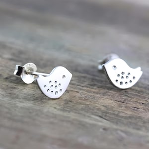Silver Bird Earrings. Choose Bird Earrings for Daughter for Mother, Sterling Silver post and Backs, Rhodium Birds