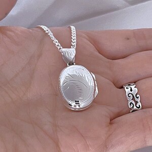 Solid Sterling silver Medium Locket necklace Handmade Heirloom Locket Oval Silver Necklace. Remembrance locket necklace R-14 image 2
