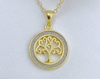 14k yellow Gold Tree of life Necklace. Gold Vermeil chain and Tree. Mother Jewelry. 14k Gold over silver Tree. Most Popular Gift for moms