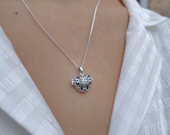 Cross Lockets. 925 Sterling silver heart. Mothers Day Necklace. Grandmothers Necklace. Choose Sterling silver chain. 58