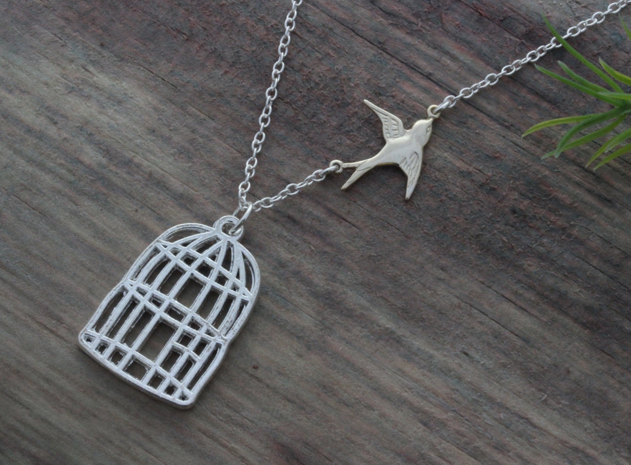 Be Free Sparrow Necklace Silver bird cage necklace Go Fetch Etsy