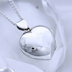 Photo locket necklace Solid 925 Silver Photo heart-shaped locket 2 pictures locket jewelry. Select chain. 20mm. R-19