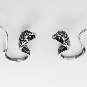 Silver King Cobra Snake earrings, 925 Sterling Silver Serpent Earrings. Sterling Silver Snake Earrings image 1