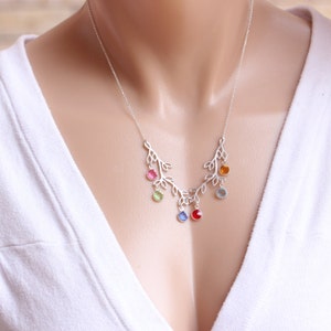 Personalisierte Geburtsstein-Halskette. Personalisierte Halskette mit Geburtssteinen der Familie. Geschenk für Mütter. Einzigartiges Oma-Geschenk. WÄHLEN Sie Gold und Silber