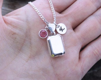 Silver locket necklace . rectangular Small Locket Necklace. Genuine 925  Sterling Silver 2 Photo locket. lockets  Mony-Art. R-29