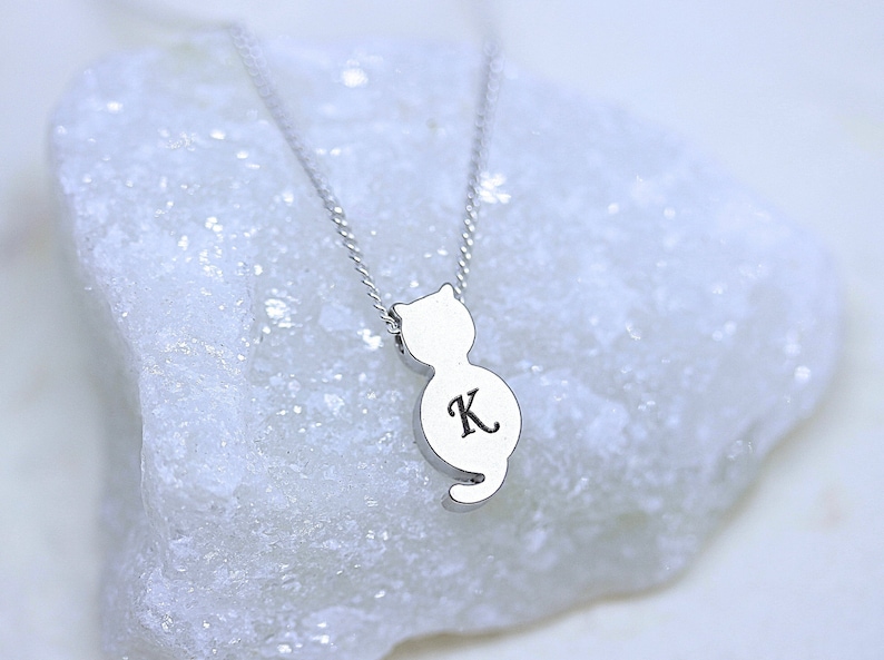 CAT Necklace on Sterling Silver Chain Personalized Cat Etsy